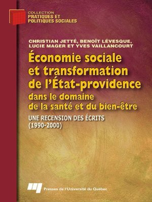 cover image of Économie sociale et transformation de l'État-providence dans le domaine de la santé et du bien-être